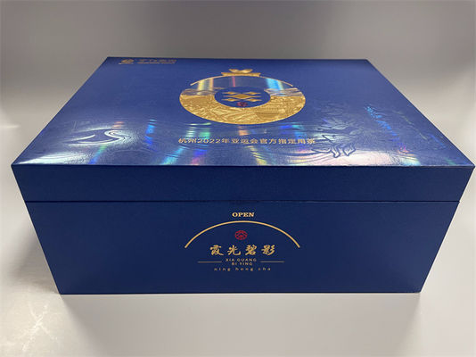 Caja de regalo azul de papel MDF Caja magnética de embalaje para cosméticos