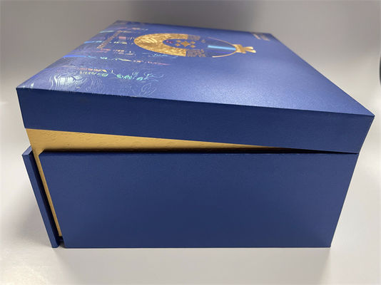 Caja de regalo azul de papel MDF Caja magnética de embalaje para cosméticos
