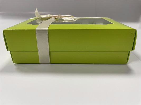 Caja de macarrones verdes con tapa clara Embalaje de macarrones biodegradables personalizado